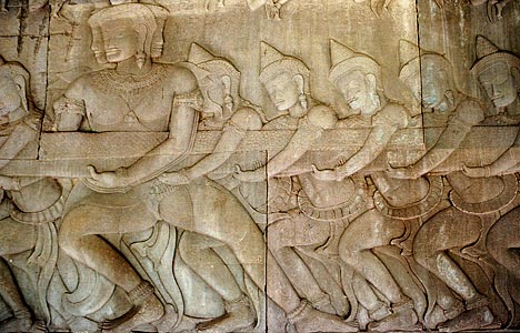 Churning the Ocean of Milk relief at Angkor