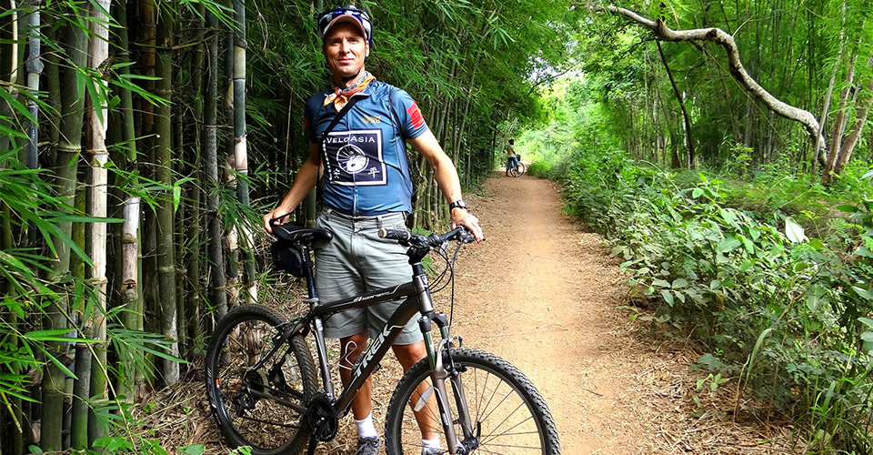 Scenic road cycling tour in Southeast Asia